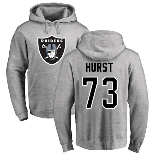 Men Oakland Raiders Ash Maurice Hurst Name and Number Logo NFL Football #73 Pullover Hoodie Sweatshirts->nfl t-shirts->Sports Accessory